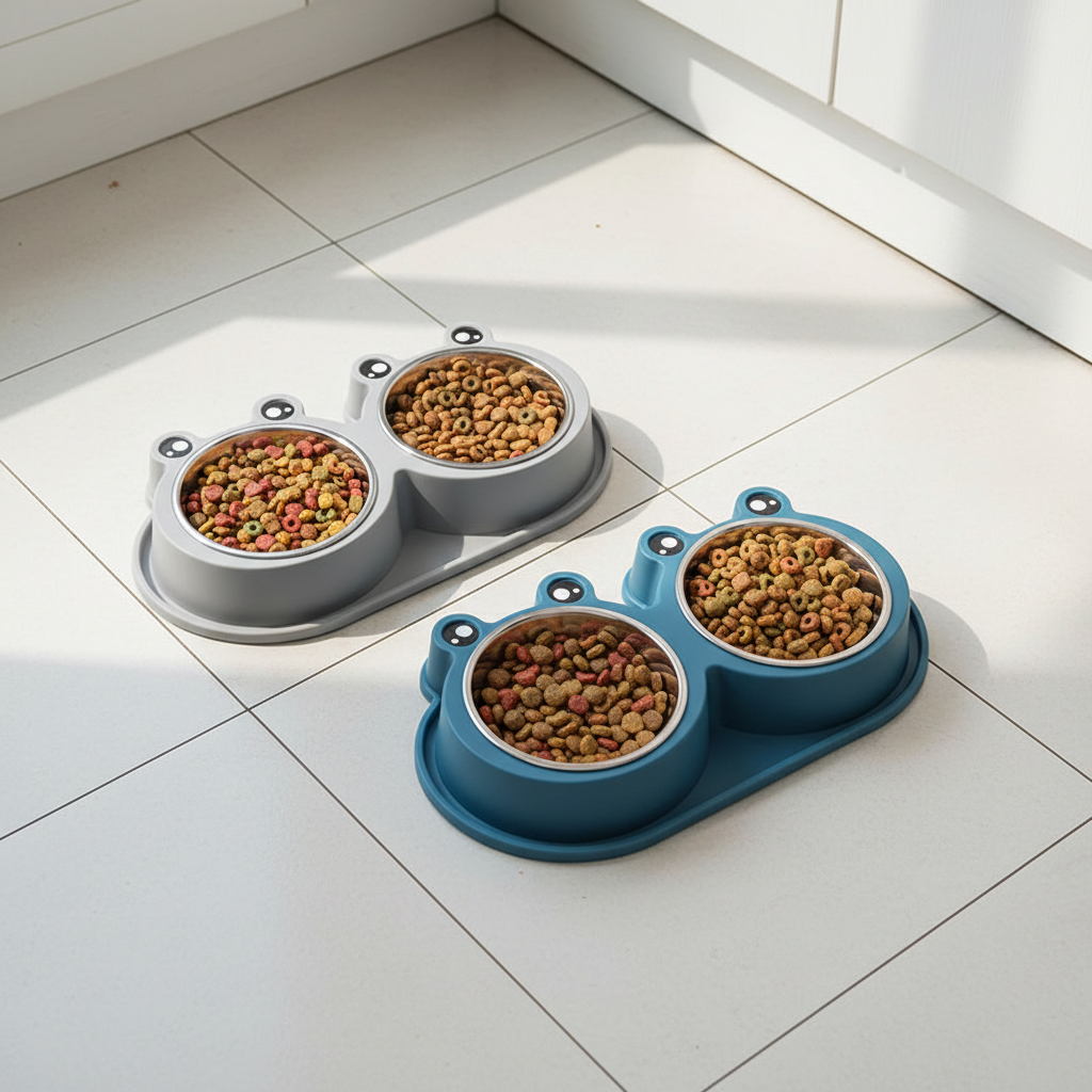 Doppelnapf aus Edelstahl